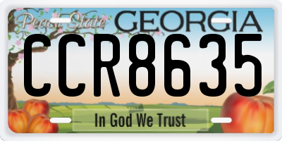 GA license plate CCR8635