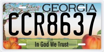 GA license plate CCR8637