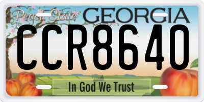 GA license plate CCR8640