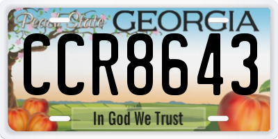 GA license plate CCR8643