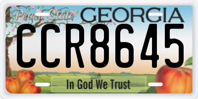 GA license plate CCR8645