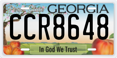 GA license plate CCR8648