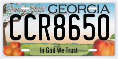 GA license plate CCR8650