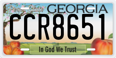GA license plate CCR8651