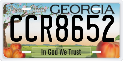 GA license plate CCR8652