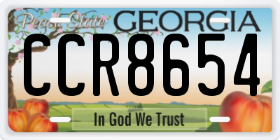 GA license plate CCR8654
