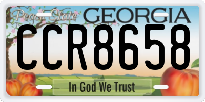 GA license plate CCR8658