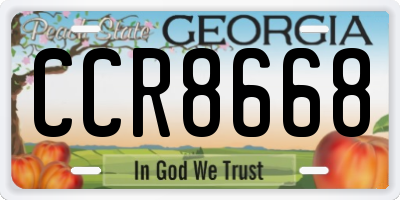 GA license plate CCR8668