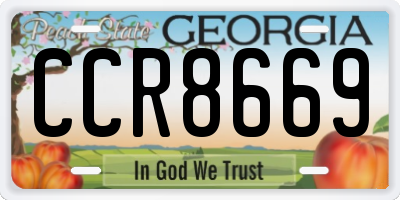 GA license plate CCR8669