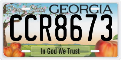 GA license plate CCR8673