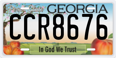 GA license plate CCR8676