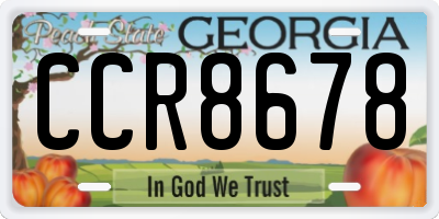 GA license plate CCR8678