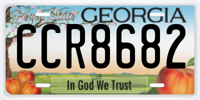 GA license plate CCR8682