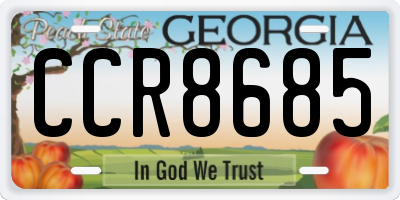 GA license plate CCR8685