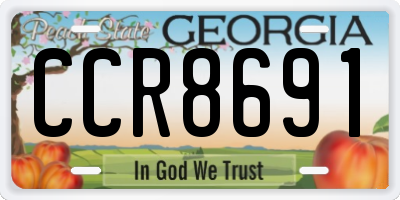 GA license plate CCR8691