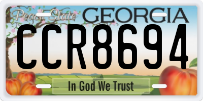 GA license plate CCR8694