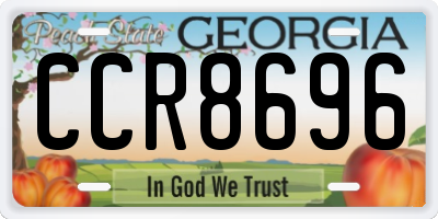 GA license plate CCR8696