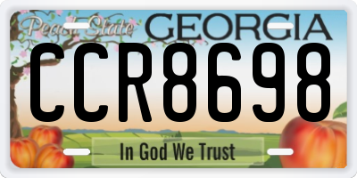 GA license plate CCR8698