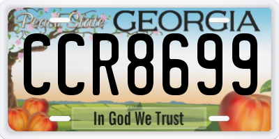 GA license plate CCR8699