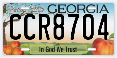 GA license plate CCR8704