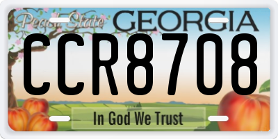 GA license plate CCR8708