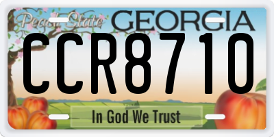 GA license plate CCR8710
