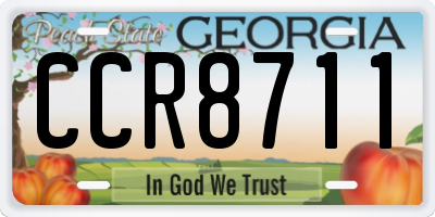 GA license plate CCR8711
