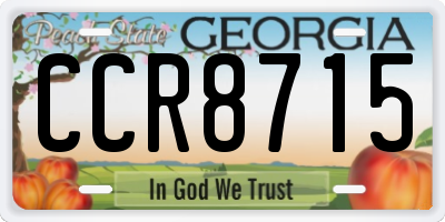 GA license plate CCR8715