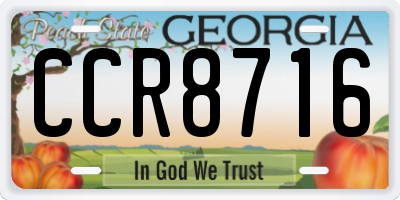 GA license plate CCR8716