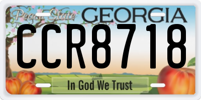 GA license plate CCR8718