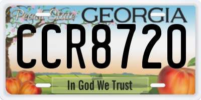 GA license plate CCR8720