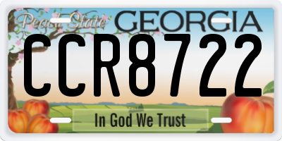 GA license plate CCR8722