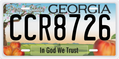 GA license plate CCR8726