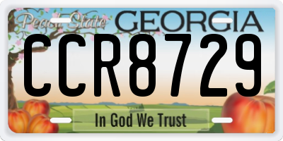 GA license plate CCR8729