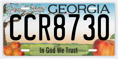 GA license plate CCR8730