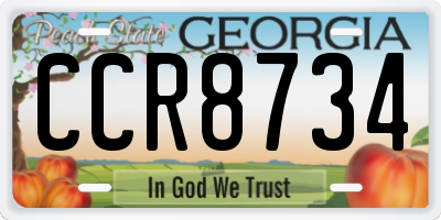 GA license plate CCR8734