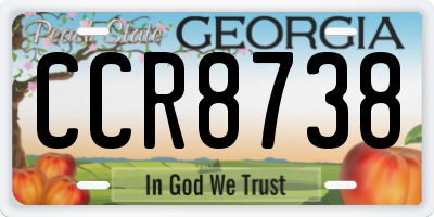 GA license plate CCR8738
