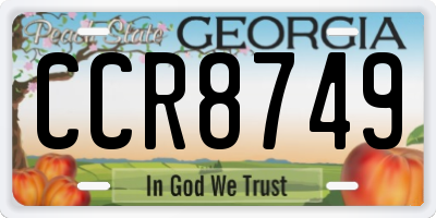 GA license plate CCR8749