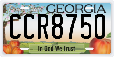 GA license plate CCR8750