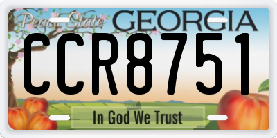 GA license plate CCR8751
