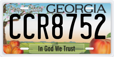 GA license plate CCR8752