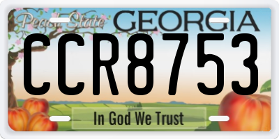 GA license plate CCR8753