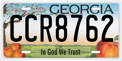 GA license plate CCR8762