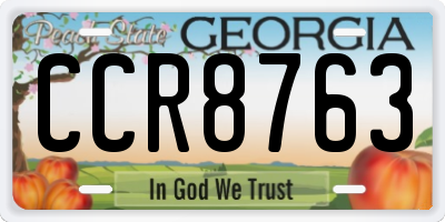 GA license plate CCR8763