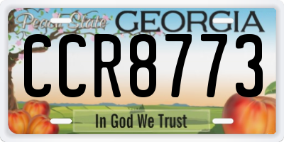 GA license plate CCR8773