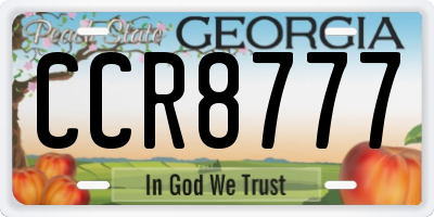 GA license plate CCR8777