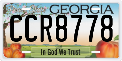 GA license plate CCR8778