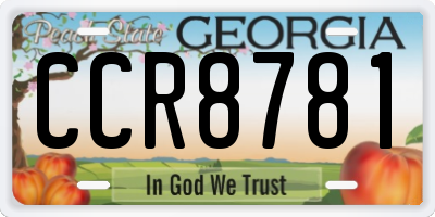 GA license plate CCR8781