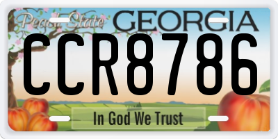 GA license plate CCR8786