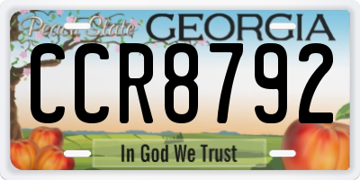 GA license plate CCR8792